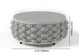 Tatta 4 Pieces Textilene Rope Woven Outdoor Sectional Sofa Set with Round Coffee Table