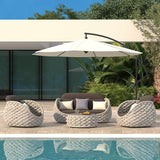 Tatta 4 Pieces Textilene Rope Woven Outdoor Sectional Sofa Set with Round Coffee Table