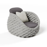Tatta 4 Pieces Textilene Rope Woven Outdoor Sectional Sofa Set with Round Coffee Table