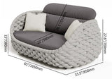 Tatta 4 Pieces Textilene Rope Woven Outdoor Sectional Sofa Set with Round Coffee Table