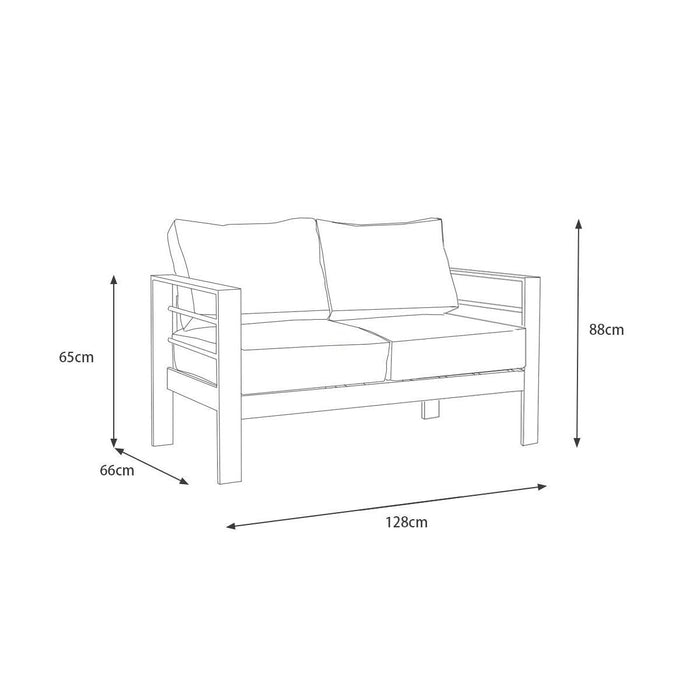 Paris 5 Seater Charcoal Aluminium Sofa Lounge Suite - Grey Cushion