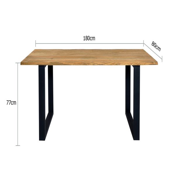 SANTAI 1.8M OUTDOOR TEAK TIMBER AND ALUMINIUM DINING TABLE