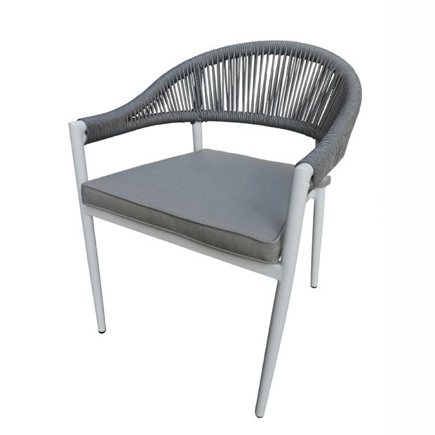 FINLEY OUTDOOR ALUMINIUM AND ROPE STACKABLE DINING CHAIR