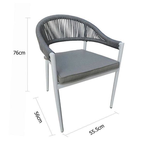 FINLEY OUTDOOR ALUMINIUM AND ROPE STACKABLE DINING CHAIR