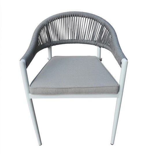FINLEY OUTDOOR ALUMINIUM AND ROPE STACKABLE DINING CHAIR