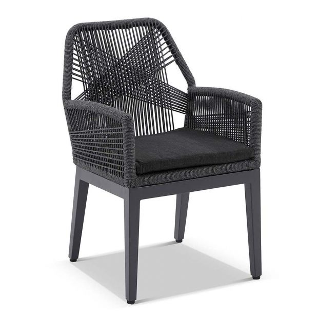 HUGO OUTDOOR ALUMINIUM AND ROPE DINING CHAIR