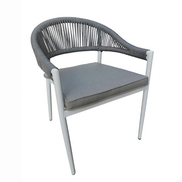 FINLEY OUTDOOR ALUMINIUM AND ROPE STACKABLE DINING CHAIR