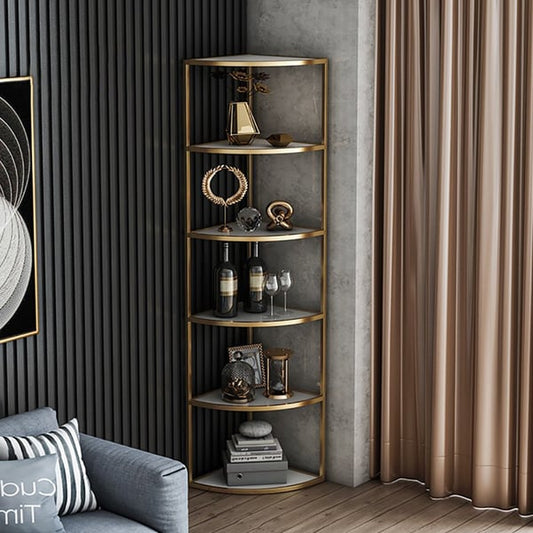 6-Tier Modern Fan-Shaped Shelves Standing Corner Shelf