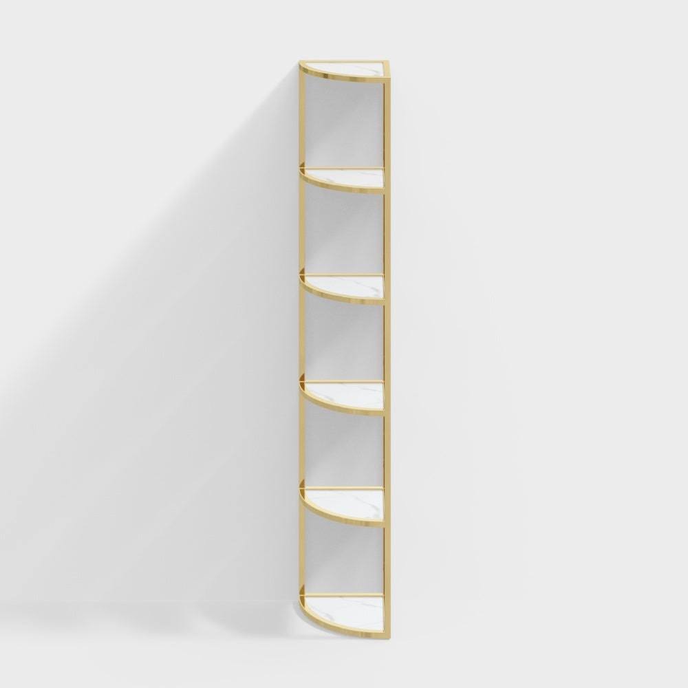 6-Tier Modern Fan-Shaped Shelves Standing Corner Shelf