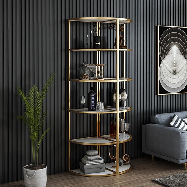 6-Tier Modern Fan-Shaped Shelves Standing Corner Shelf