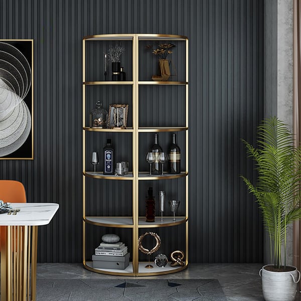 6-Tier Modern Fan-Shaped Shelves Standing Corner Shelf