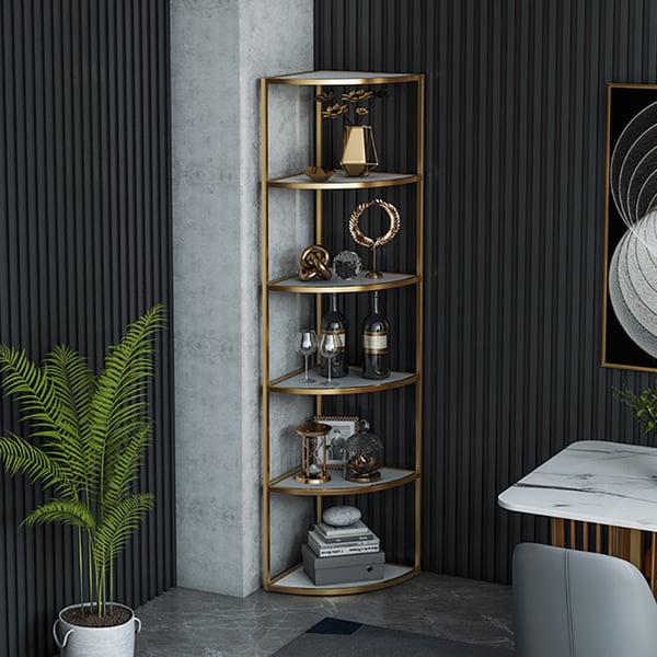 6-Tier Modern Fan-Shaped Shelves Standing Corner Shelf