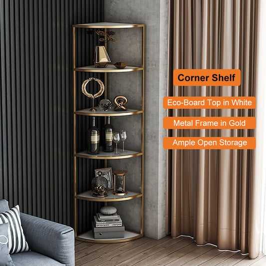 6-Tier Modern Fan-Shaped Shelves Standing Corner Shelf