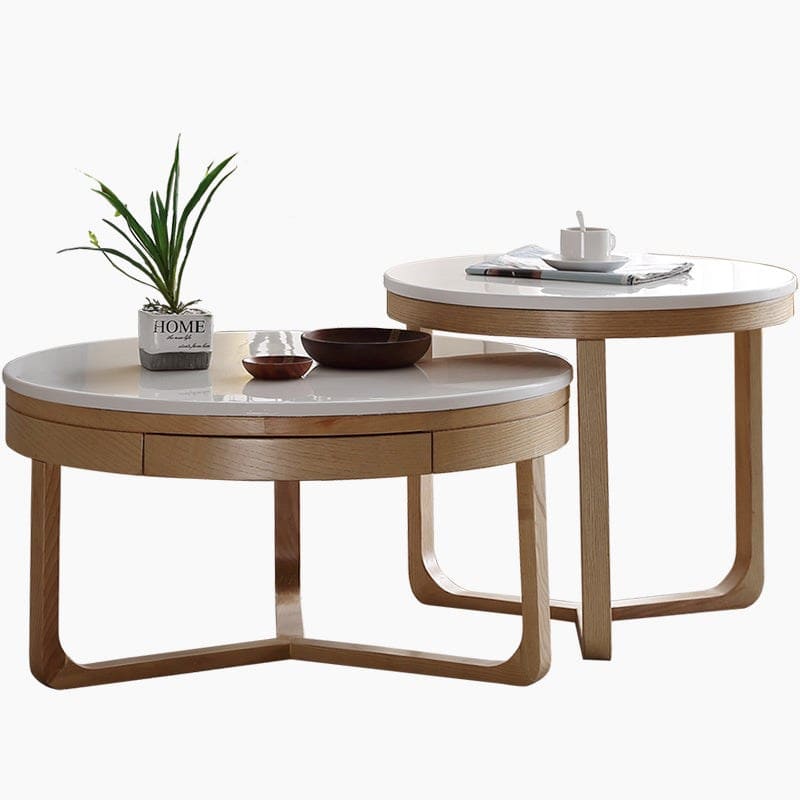 Aja Nesting Round Marble Coffee Table Set