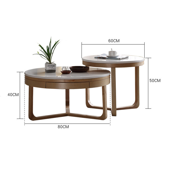 Aja Nesting Round Marble Coffee Table Set