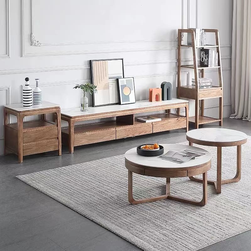 Aja Nesting Round Marble Coffee Table Set