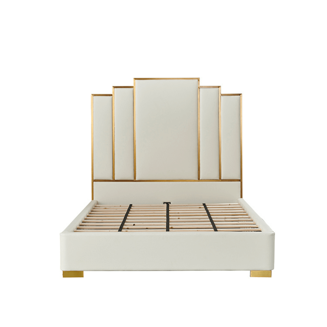 Elmira Bed - White Micro Fibre Leather King Size Bed