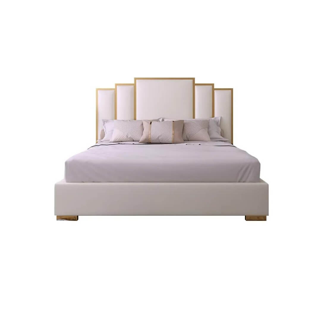 Elmira Bed - White Micro Fibre Leather King Size Bed