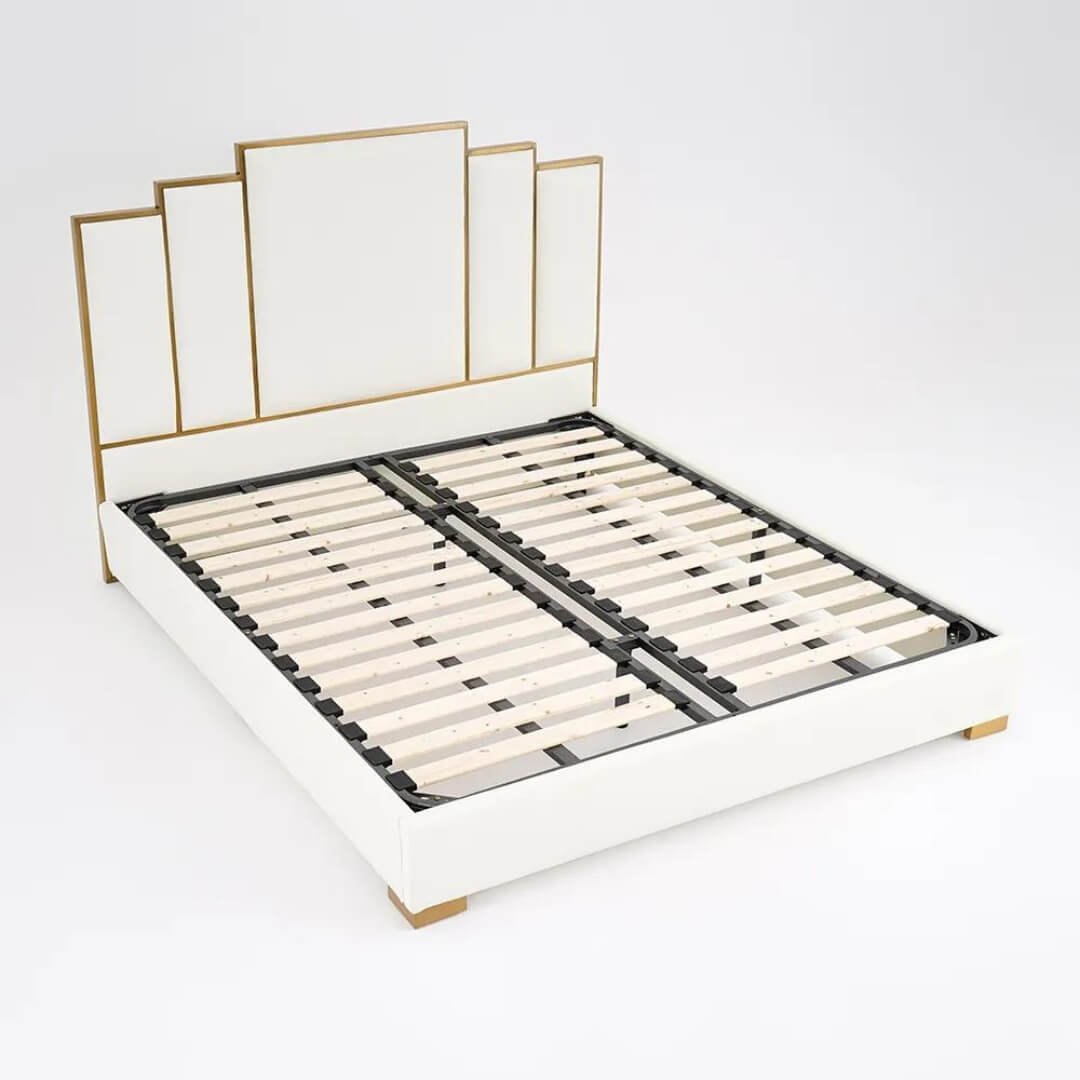 Elmira Bed - White Micro Fibre Leather King Size Bed