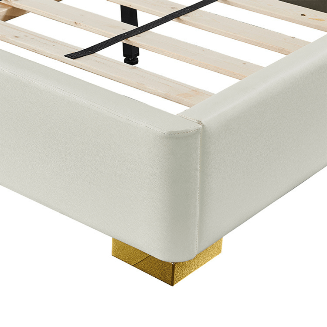 Elmira Bed - White Micro Fibre Leather King Size Bed