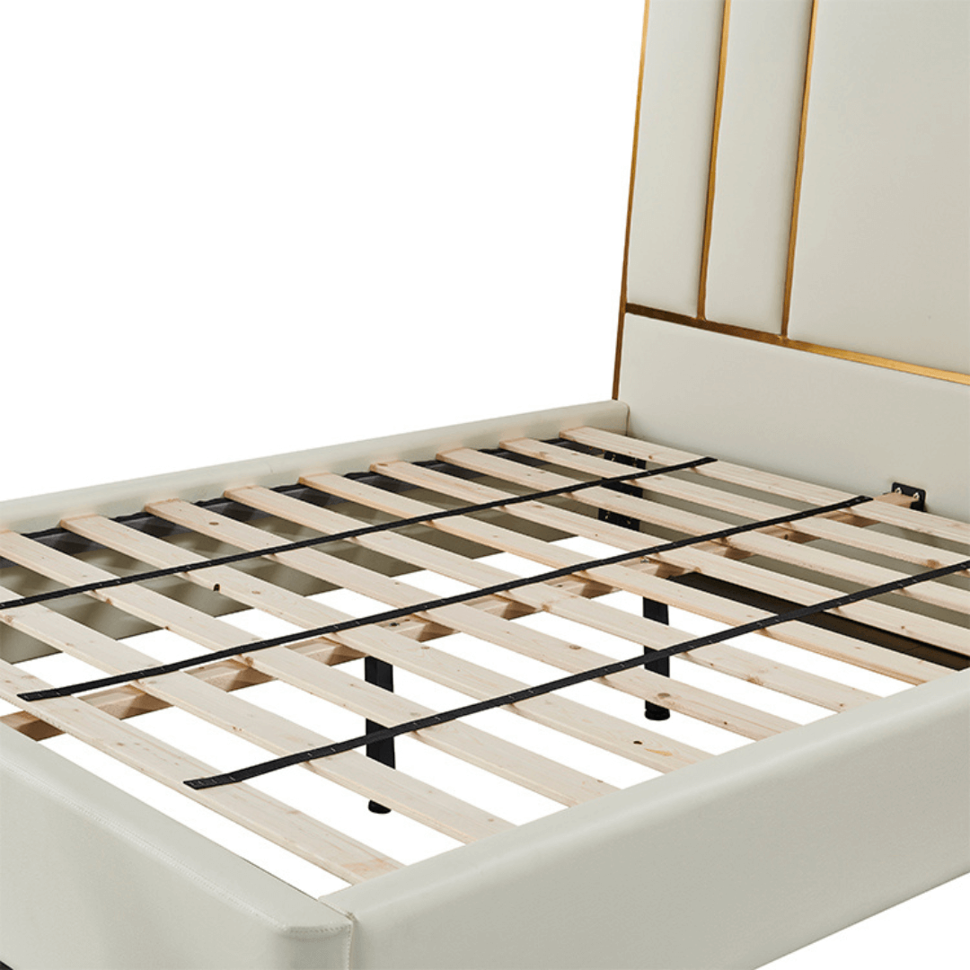 Elmira Bed - White Micro Fibre Leather King Size Bed