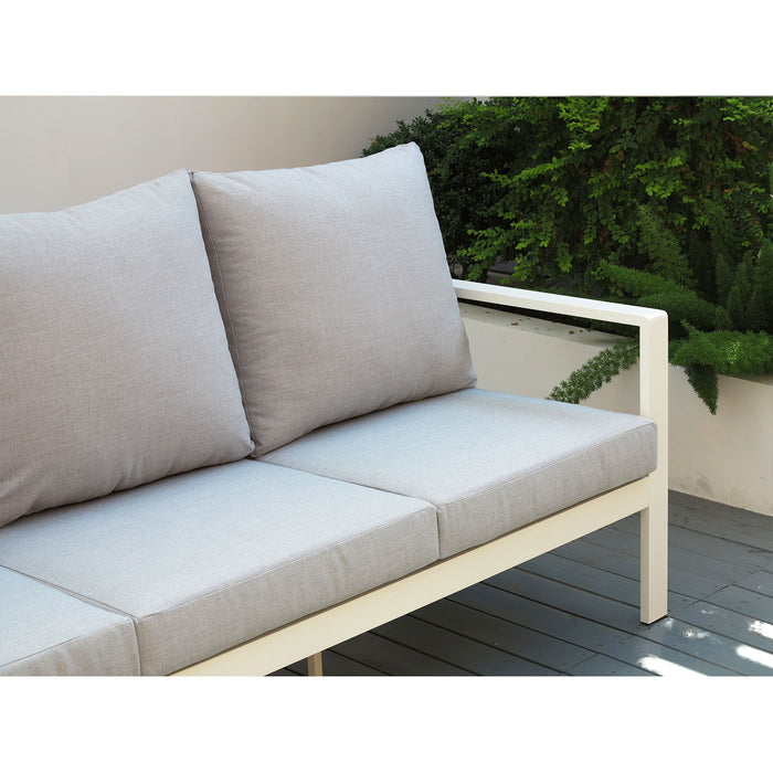 Florence 5 Seater White Aluminium Sofa Lounge Set - Light Grey Cushion