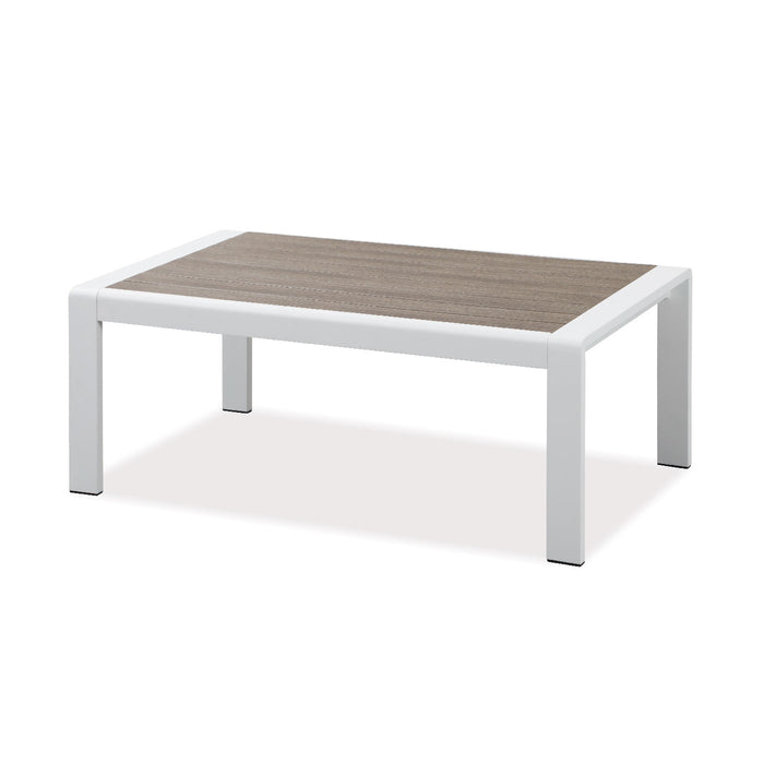 Florence 5 Seater White Aluminium Sofa Lounge Set - Light Grey Cushion