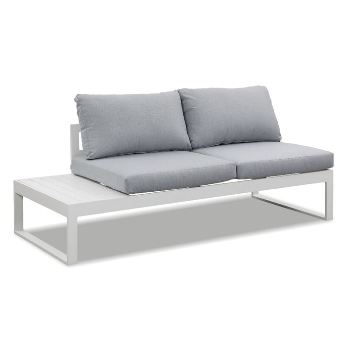 Hampton White Aluminium Sofa Lounge Set - Light Grey Cushion