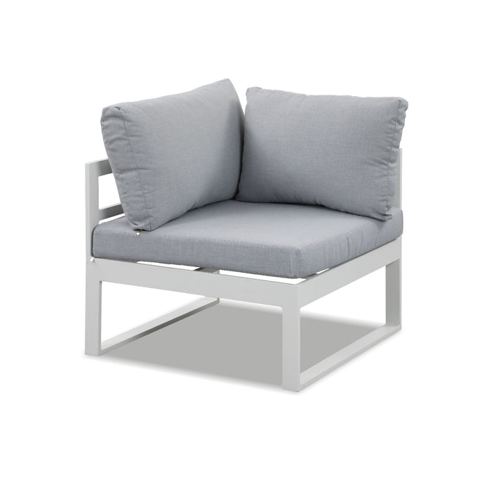 Hampton White Aluminium Sofa Lounge Set - Light Grey Cushion