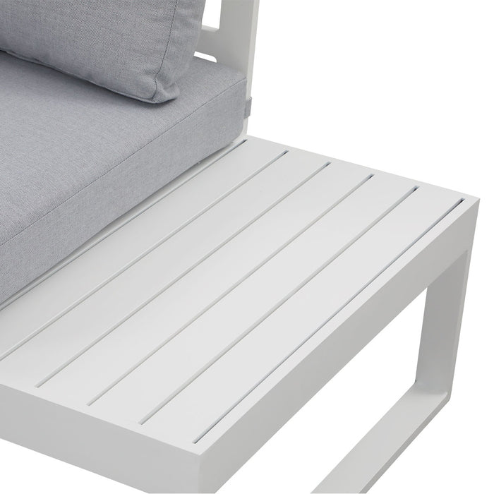 Hampton White Aluminium Sofa Lounge Set - Light Grey Cushion