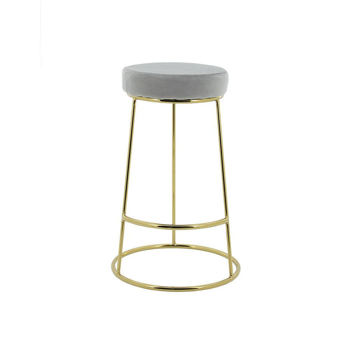 Coco Bar Stool (Set of 2) - Grey Velvet Fabric Golden Legs