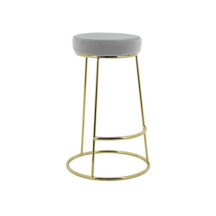 Coco Bar Stool (Set of 2) - Grey Velvet Fabric Golden Legs
