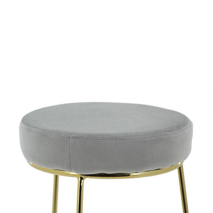 Coco Bar Stool (Set of 2) - Grey Velvet Fabric Golden Legs