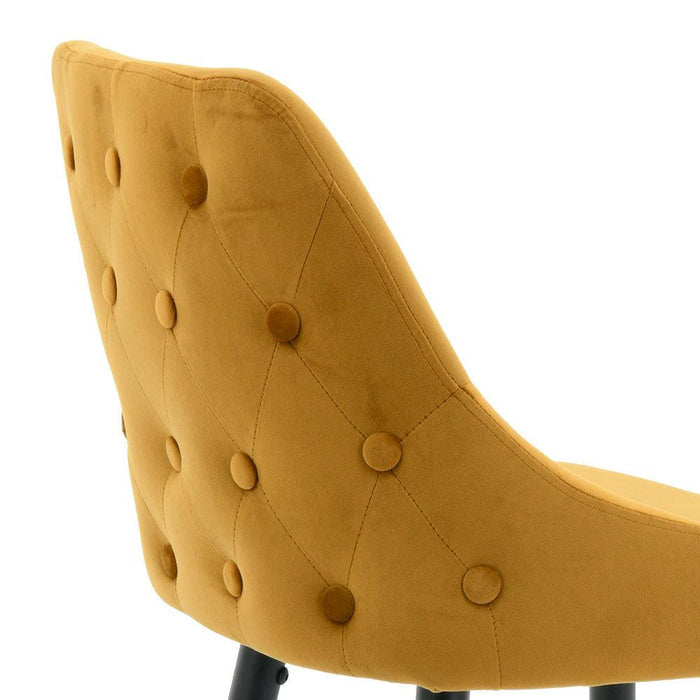 Ancor Bar Stool (Set of 2) - Yellow Velvet Fabric Black Golden Legs