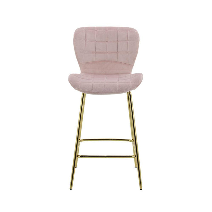 Capella Bar Stool (Set of 2) - Grey Velvet Fabric Golden Legs
