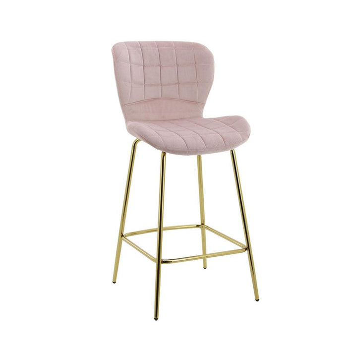 Capella Bar Stool (Set of 2) - Grey Velvet Fabric Golden Legs