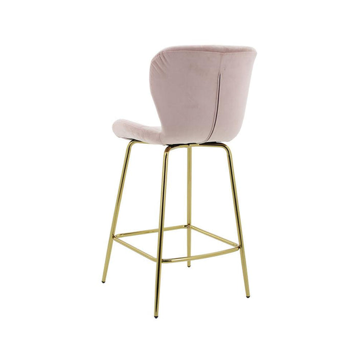 Capella Bar Stool (Set of 2) - Grey Velvet Fabric Golden Legs