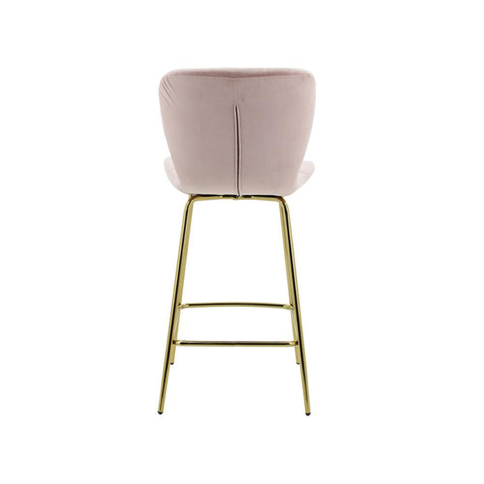 Capella Bar Stool (Set of 2) - Grey Velvet Fabric Golden Legs