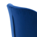 Capella Bar Stool (Set of 2) - Royal Blue Velvet Fabric Golden Legs