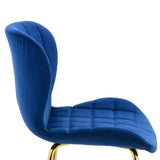 Capella Bar Stool (Set of 2) - Royal Blue Velvet Fabric Golden Legs