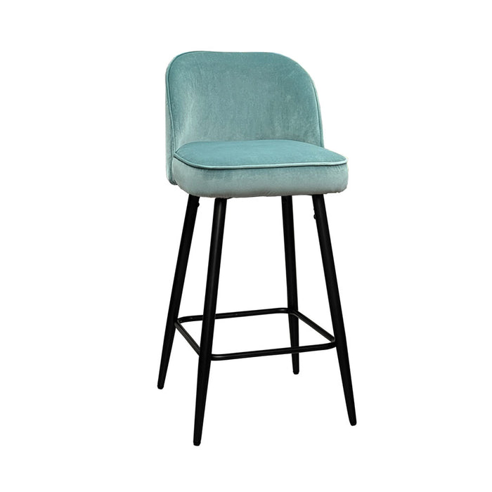 Larsson Bar Stool (Set of 2) - Light Green Velvet Fabric Black Legs
