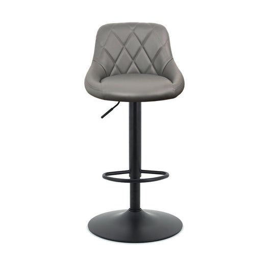 Arco Kitchen Gas lift Bar Stool (Set of 2) - Grey PU Leather Black Legs
