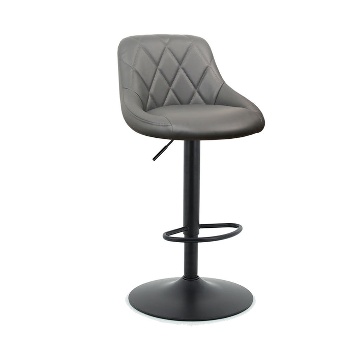 Arco Kitchen Gas lift Bar Stool (Set of 2) - Grey PU Leather Black Legs
