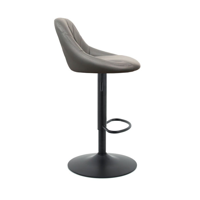 Arco Kitchen Gas lift Bar Stool (Set of 2) - Grey PU Leather Black Legs