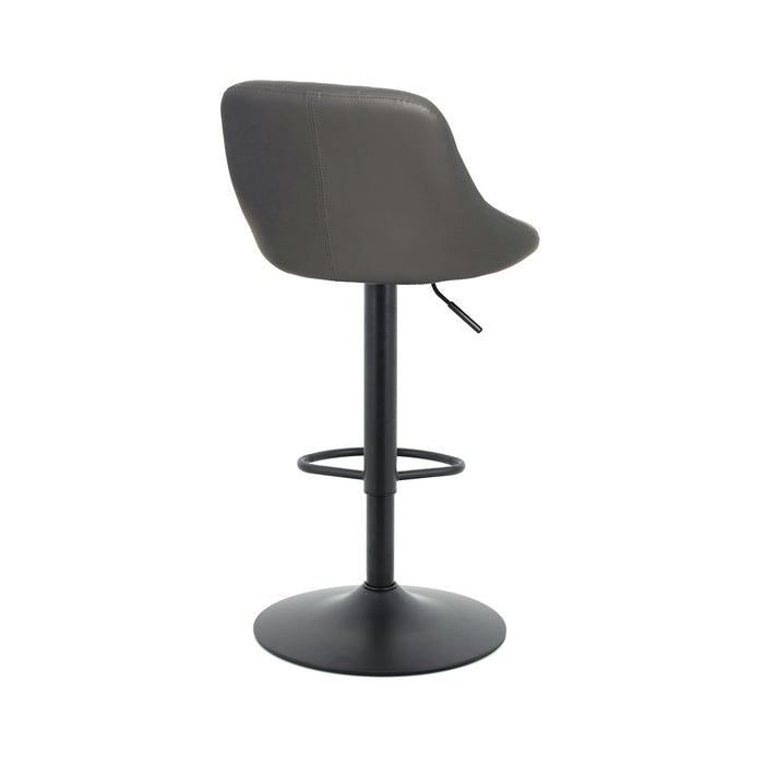 Arco Kitchen Gas lift Bar Stool (Set of 2) - Grey PU Leather Black Legs
