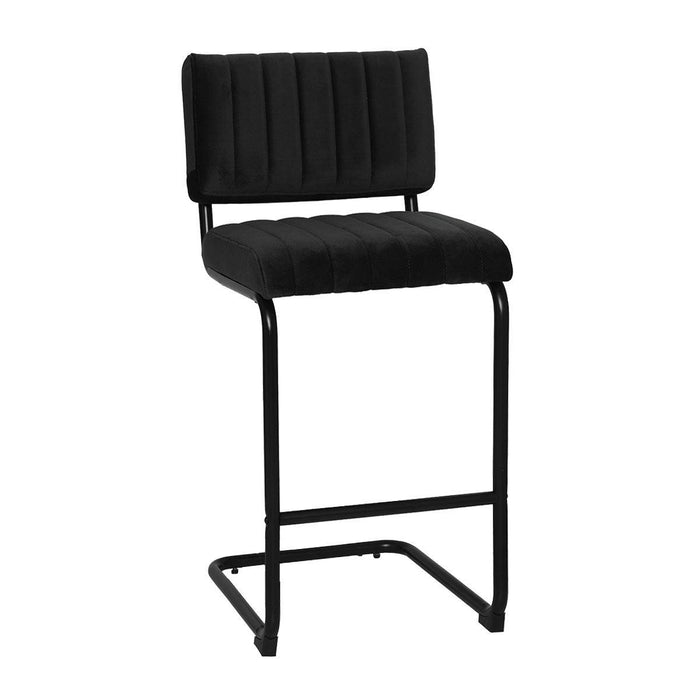 Mila Bar Stool (Set of 2) - Black Velvet Fabric Black Legs