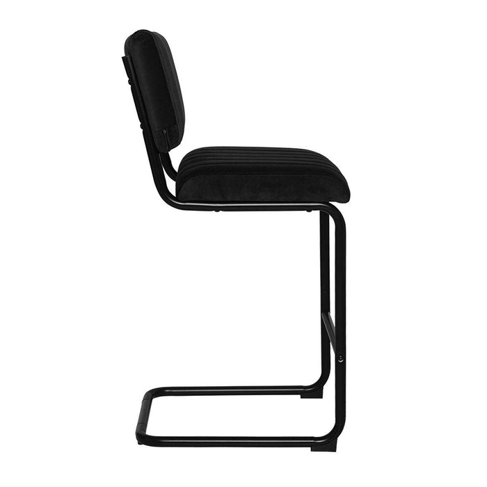 Mila Bar Stool (Set of 2) - Black Velvet Fabric Black Legs