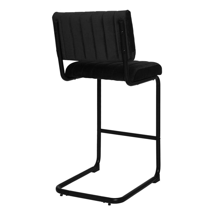 Mila Bar Stool (Set of 2) - Black Velvet Fabric Black Legs