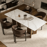 LD Lionel dining table Calacatta-look tabletop with natural veining