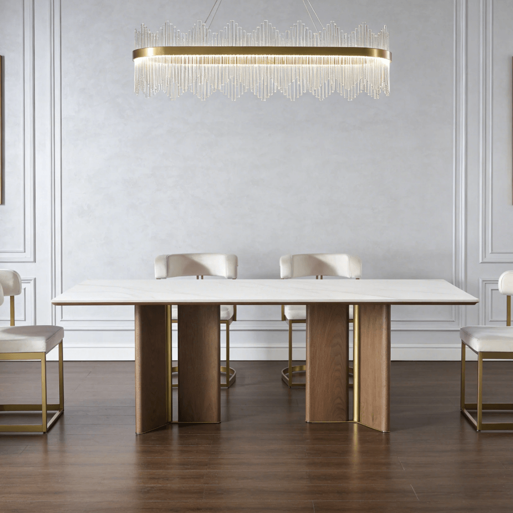 LD Lionel modern dining table with Calacatta-look stone top